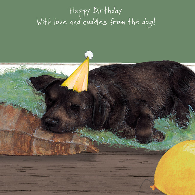 With Labrador Cuddles Little Dog Laughed Birthday Card