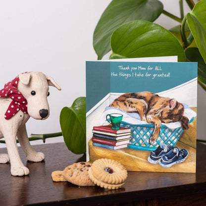 Thank You Mum Greyhound Little Dog Laughed Birthday Card