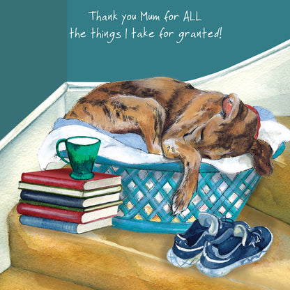 Thank You Mum Greyhound Little Dog Laughed Birthday Card