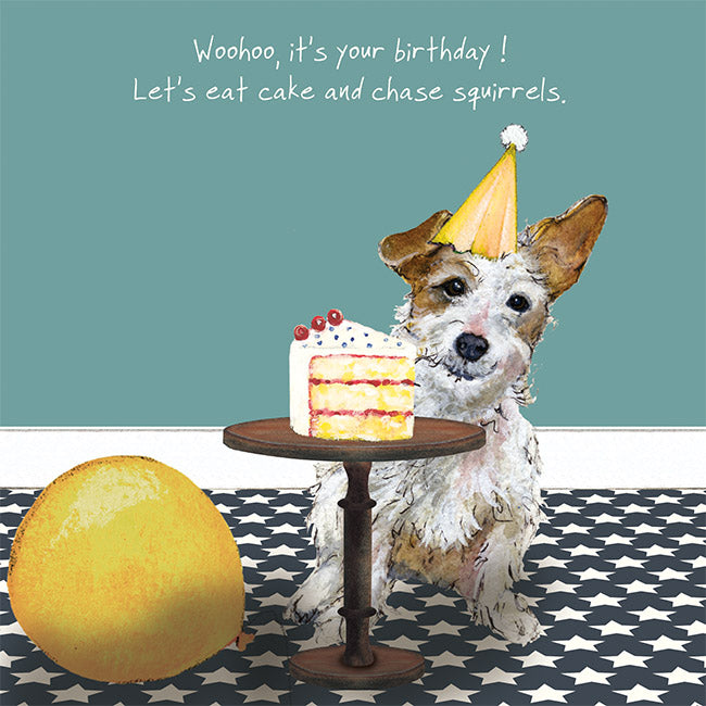 Jack Russell & Cake Little Dog Laughed Birthday Card