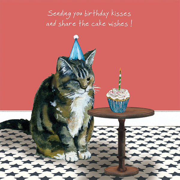 Tabby Cat Birthday Kisses Little Dog Laughed Birthday Card – Love