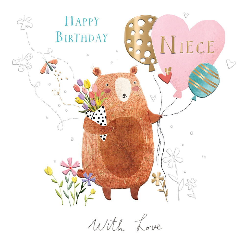 Niece Cute Bear Birthday Greeting Card By The Curious Inksmith