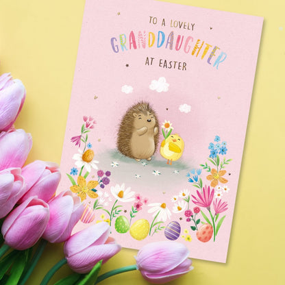 To A Lovely Granddaughter Flowerful Friendship Cute Easter Greeting Card