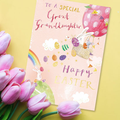 To A Special Great-Granddaughter Hoppy Holidays Cute Easter Greeting Card