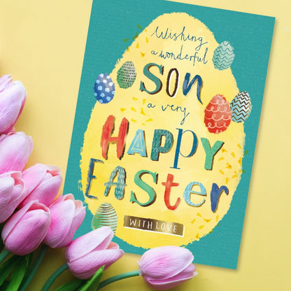 Wishing A Wonderful Son Eggscellent Surprises Contemporary Easter Greeting Card