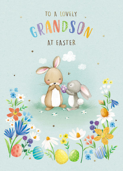 To A Lovely Grandson Egg-cellent Friends Cute Easter Greeting Card