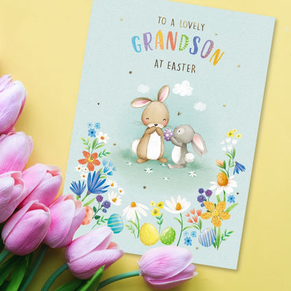 To A Lovely Grandson Egg-cellent Friends Cute Easter Greeting Card