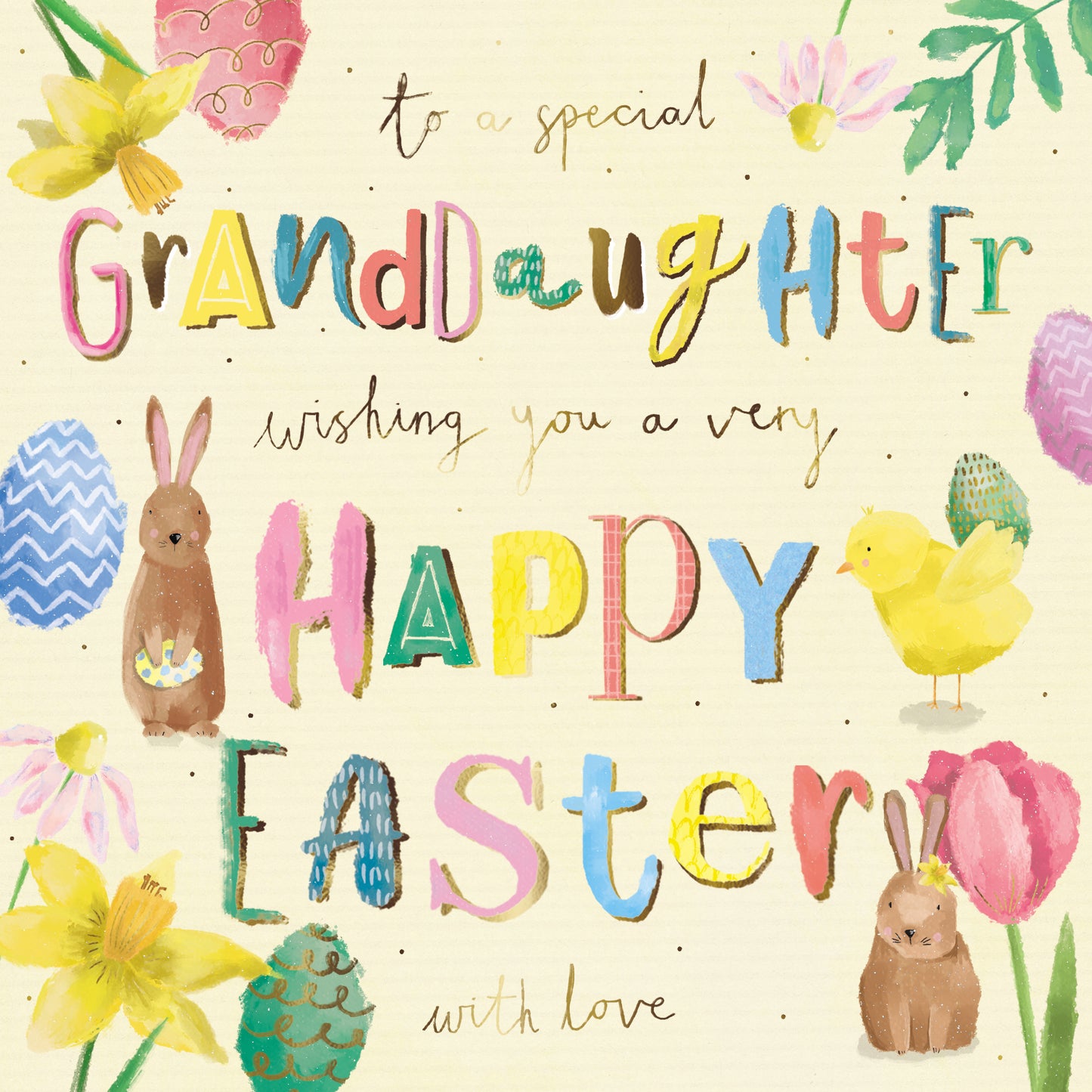 To A Special Granddaughter Egg-citingly Adorable Artistic Easter Greeting Card