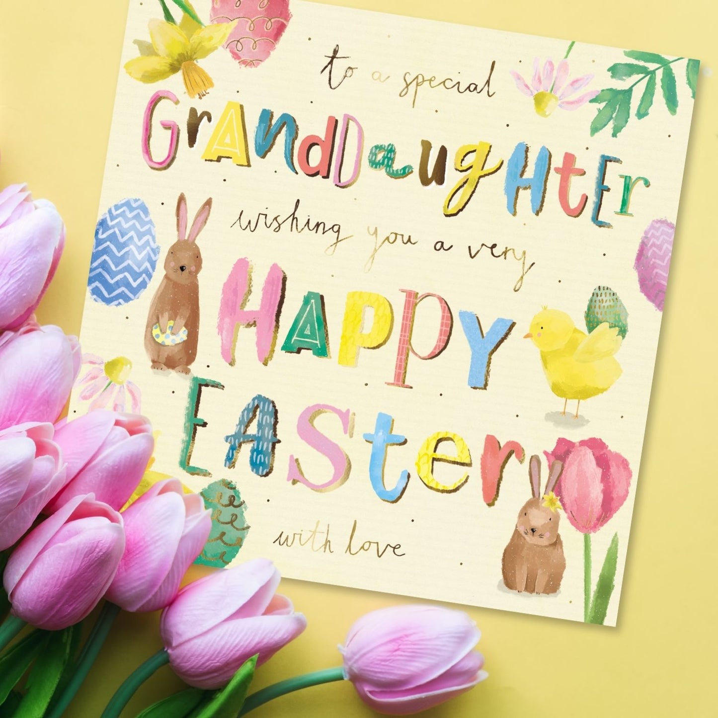 To A Special Granddaughter Egg-citingly Adorable Artistic Easter Greeting Card