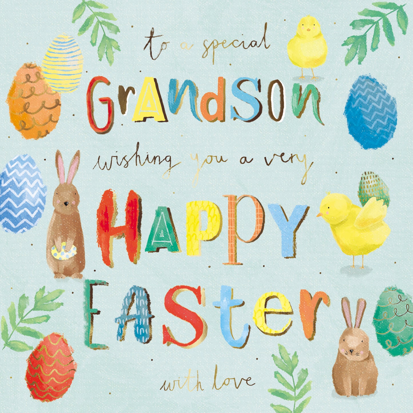 To A Special Grandson Eggscellent Bunnies Artistic Easter Greeting Card
