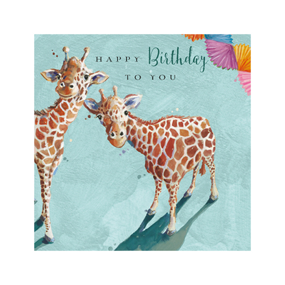Artistic & Cute Giraffe Happy Birthday Greeting Card