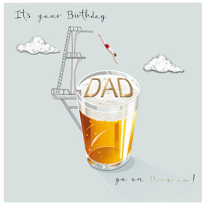 Beer Dive In Dad Birthday Greeting Card By The Curious Inksmith