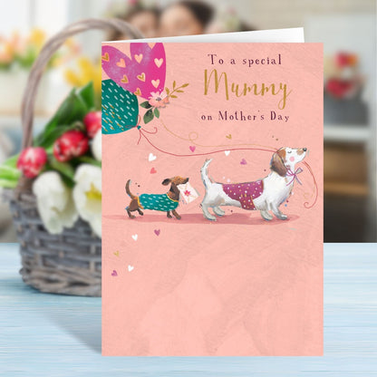 To A Special Mummy Mini-Me In Tow Cute Dog Mother's Day Greeting Card
