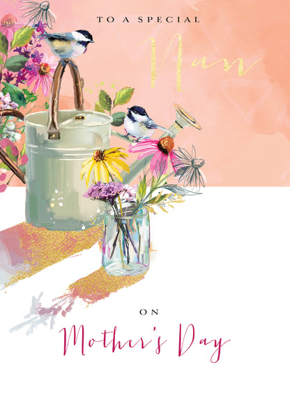 To A Special Nan Tweet-Tastic Garden Traditional Mother's Day Greeting Card