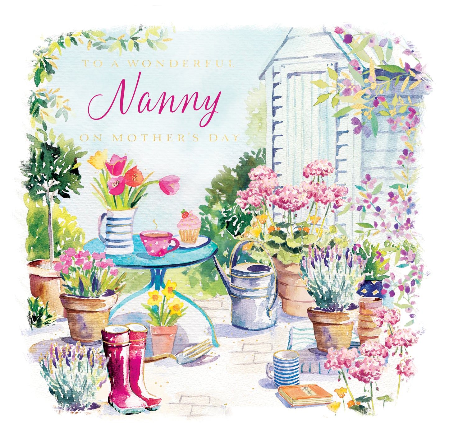 To A Wonderful Nanny Pretty Pink Paradise Artistic Mother's Day Greeting Card