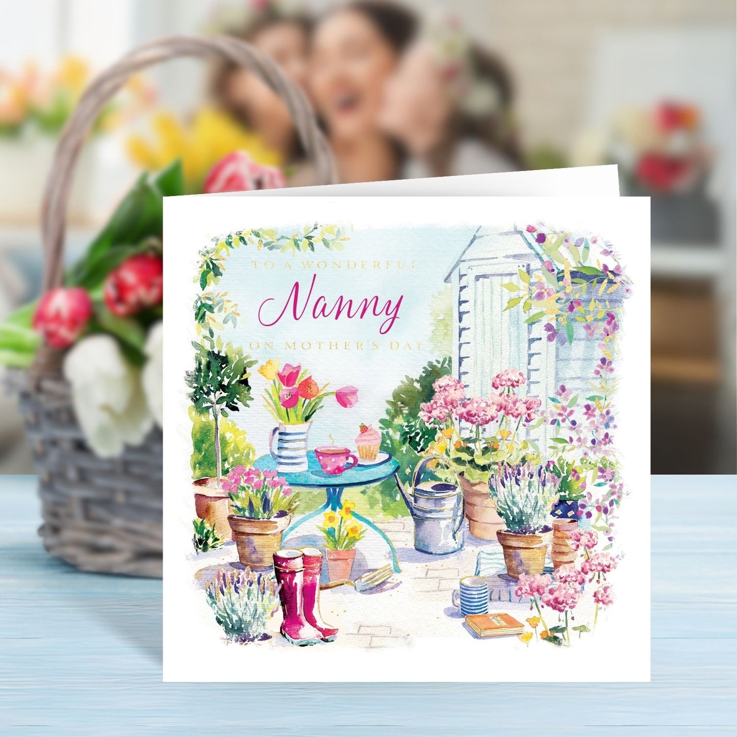 To A Wonderful Nanny Pretty Pink Paradise Artistic Mother's Day Greeting Card