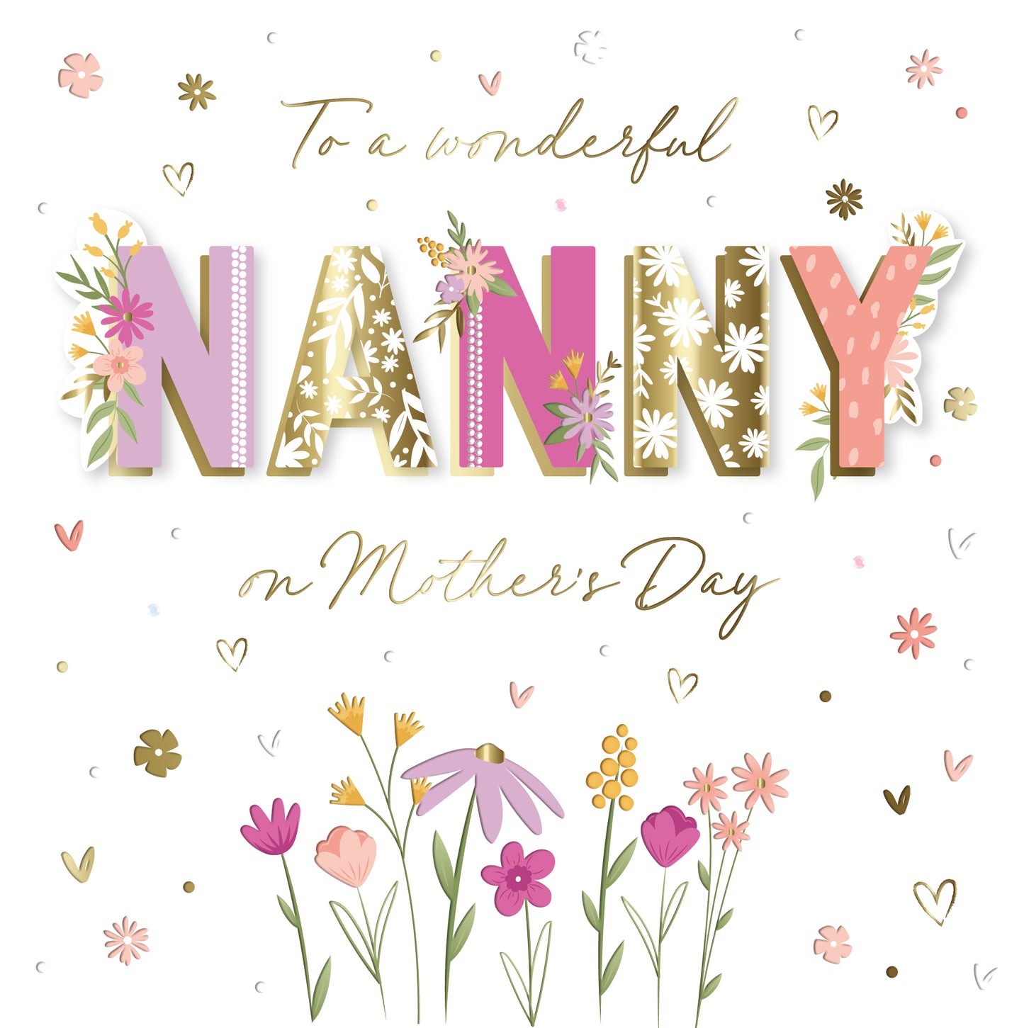 To A Wonderful Nanny Love In Bloom Mother's Day Hand-Finished Greeting Card