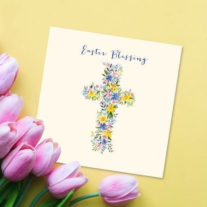 Pack Of 5 Easter Blessing Faithful Flowers Pack Of Easter Greeting Cards