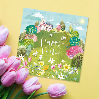 Pack Of 5 Happy Easter Joyful Bouncing Lambs Pack Of Easter Greeting Cards