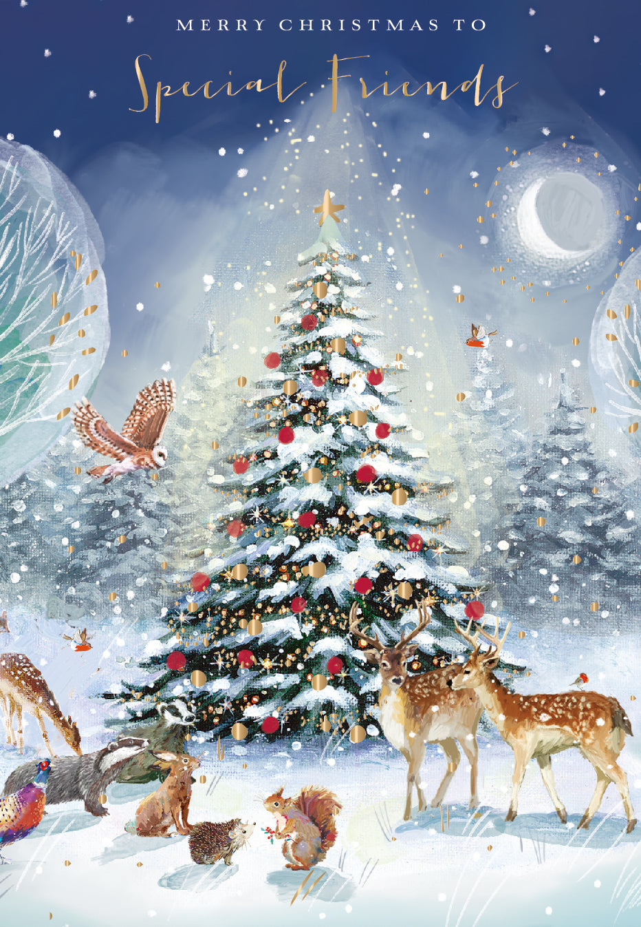 Special Friends Xmas Tree Woodland Animals Christmas Card