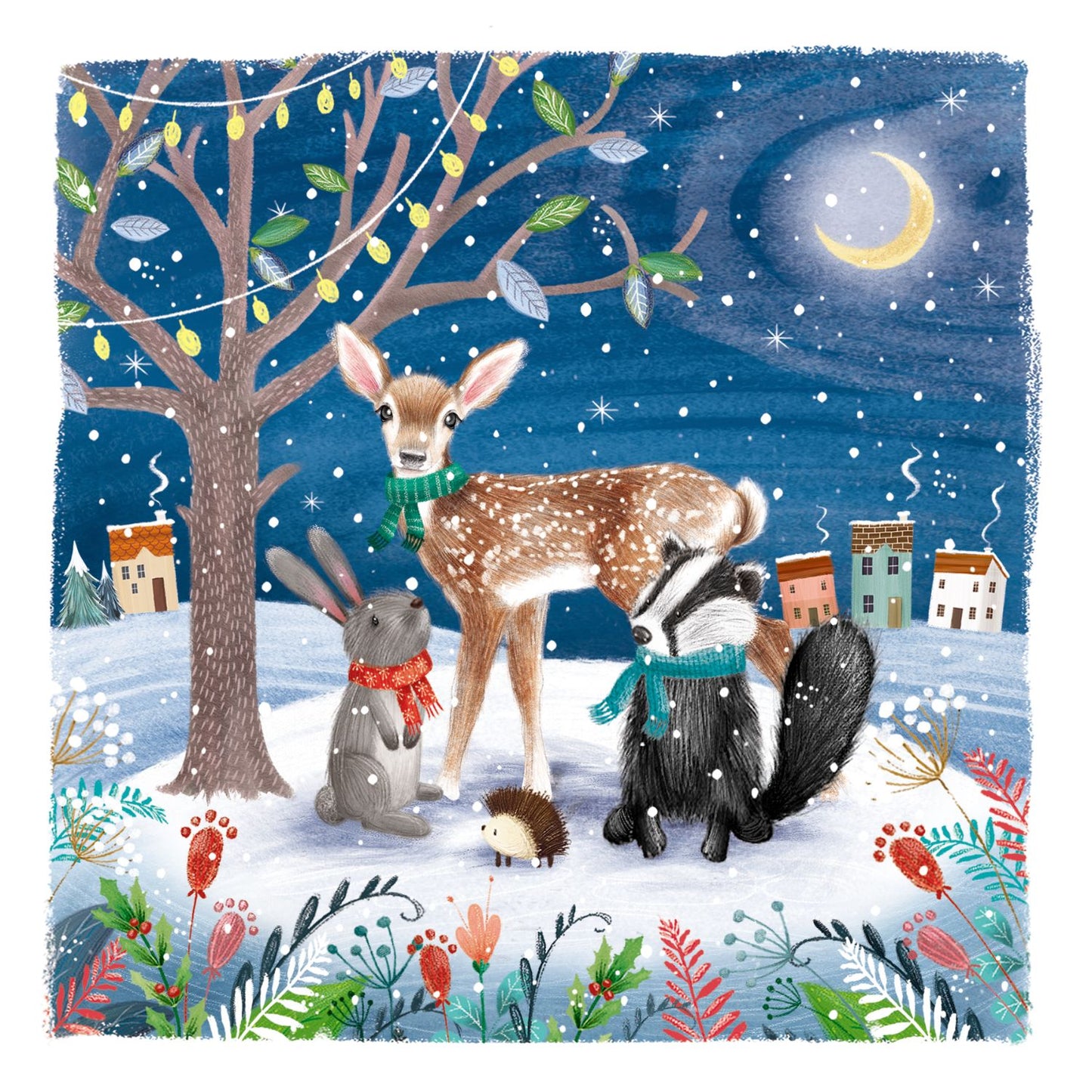 Box of 18 Paper House Festive Cute Woodland Animals Christmas Cards