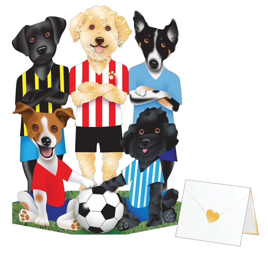 Footy Football Dogs 3D Special Delivery Animal Greeting Card