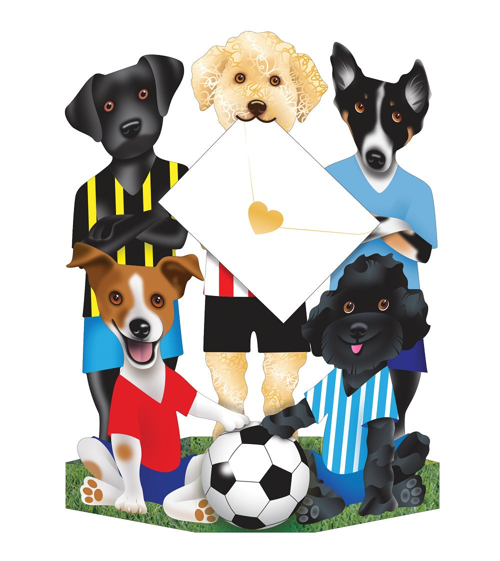 Footy Football Dogs 3D Special Delivery Animal Greeting Card