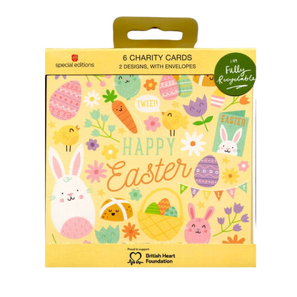 Pack Of 6 British Heart Foundation Happy Easter Cards Charity Greeting Cards