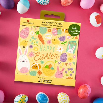 Pack Of 6 British Heart Foundation Happy Easter Cards Charity Greeting Cards