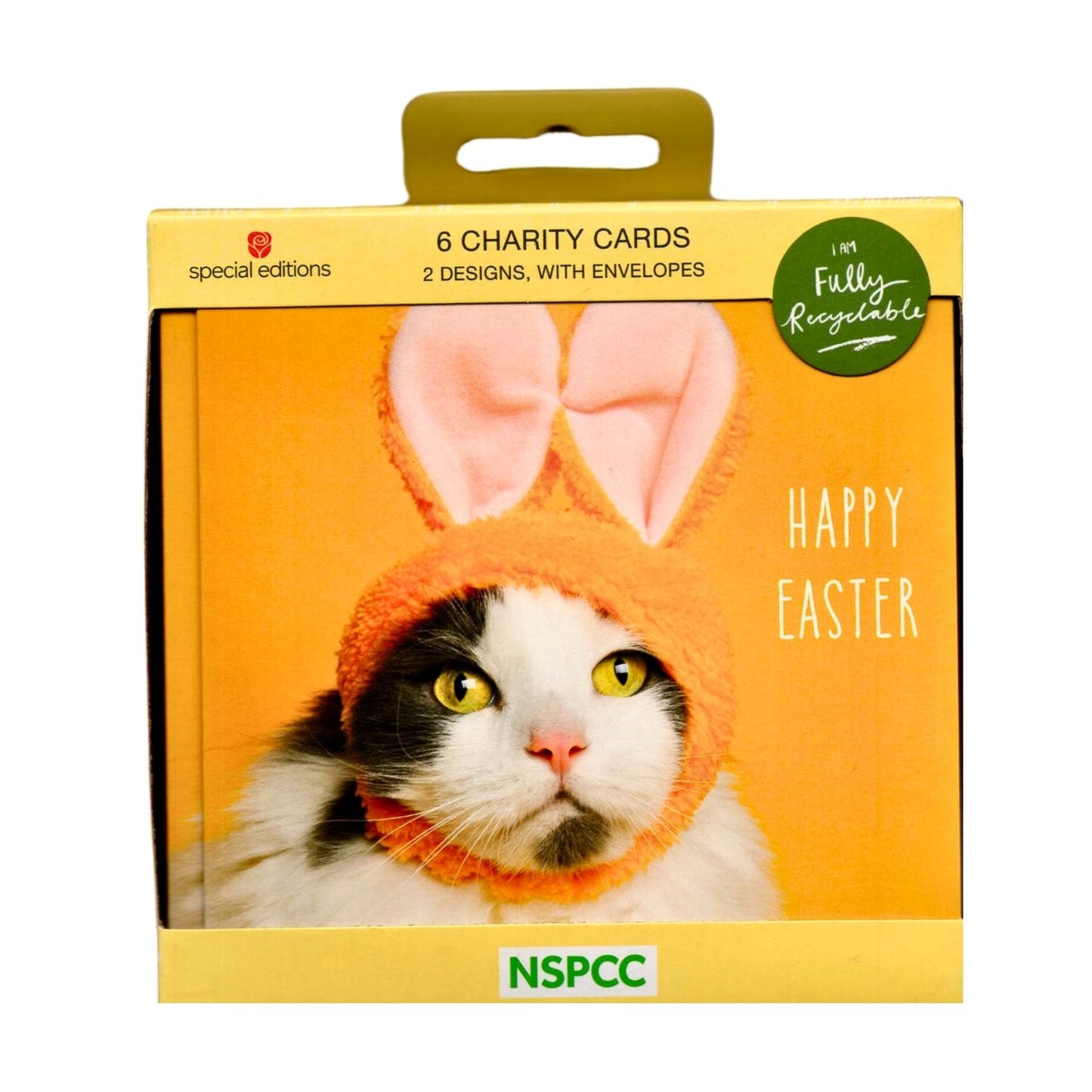 Pack Of 6 NSPCC Happy Easter Cute Cat Easter Cards Charity Greeting Cards