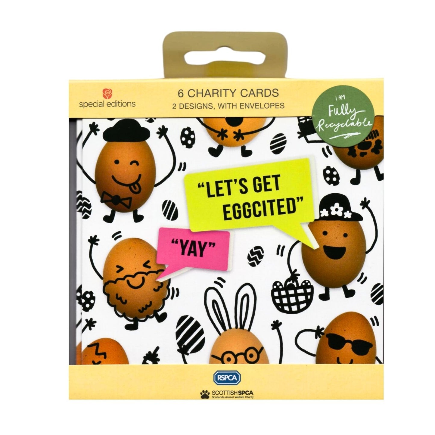 Pack Of 6 RSPCA Hot Cross & Egg-cited Easter Cards Charity Greeting Cards