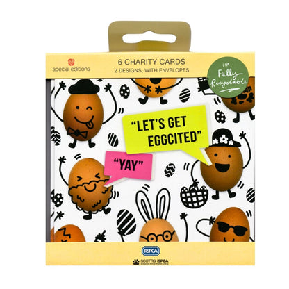 Pack Of 6 RSPCA Hot Cross & Egg-cited Easter Cards Charity Greeting Cards