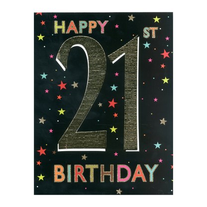 Large Embellished A4 Happy 21st Birthday Card