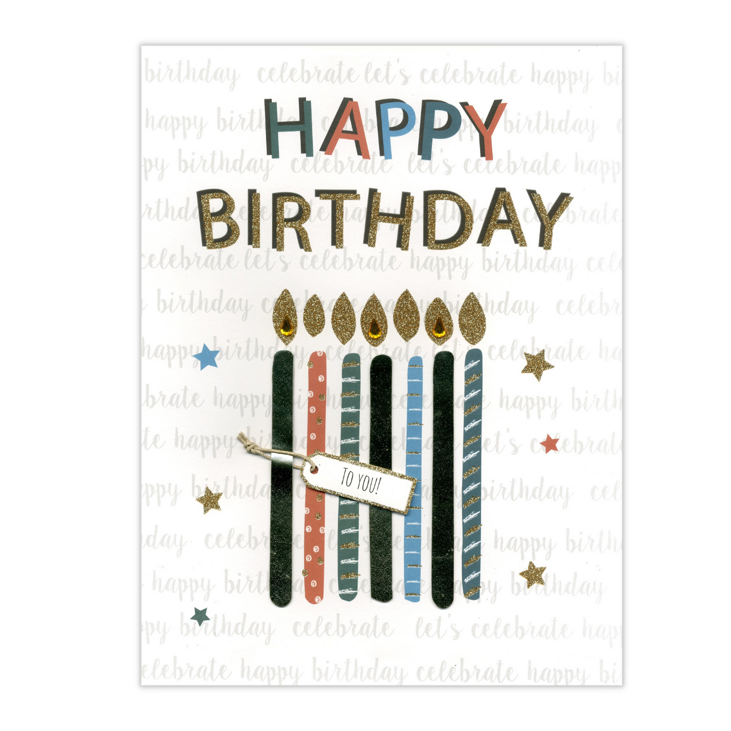 Large Embellished A4 Glitter Candles Birthday Card