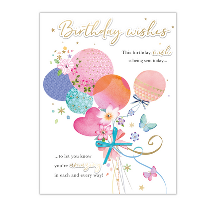 Large Embellished & Foiled A4 Balloons Birthday Card