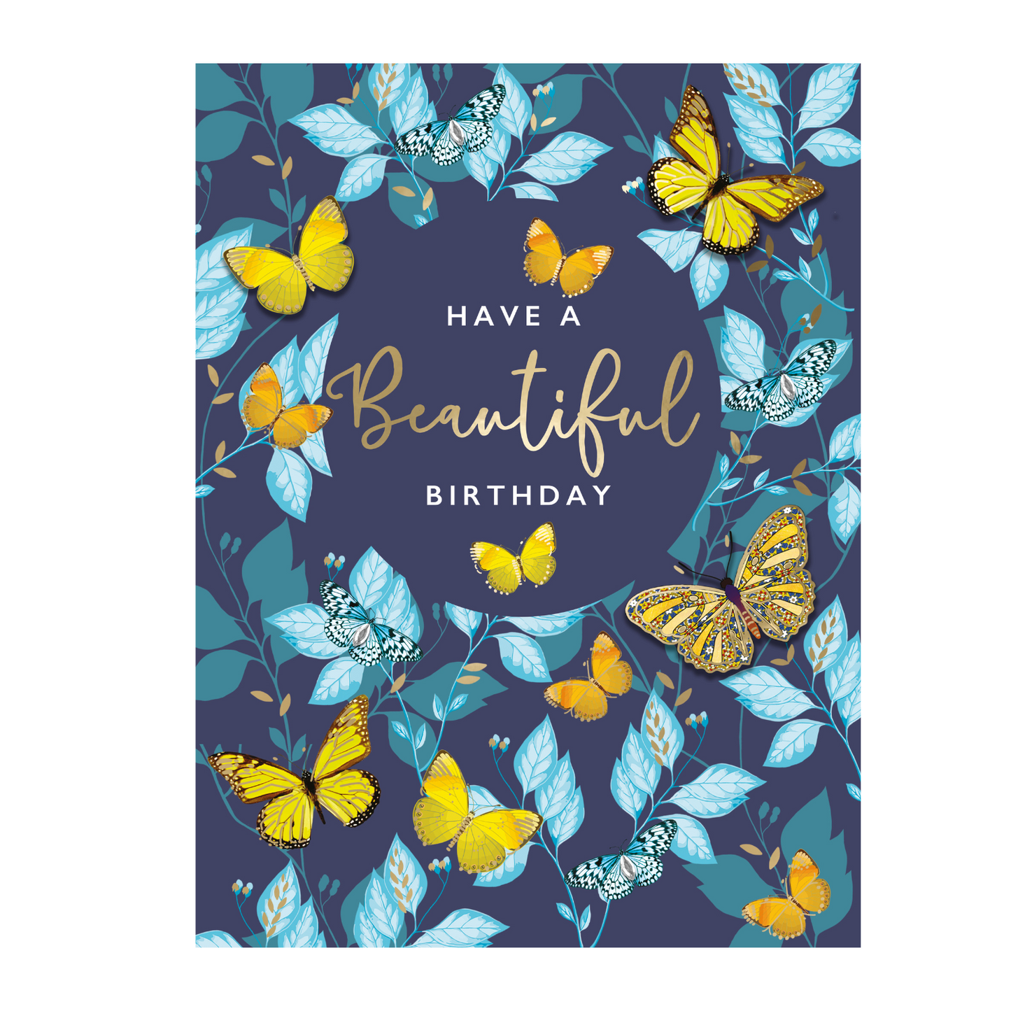 Large Embellished A4 Beautiful Butterfly Birthday Card