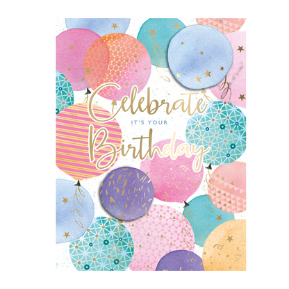 Large Foiled A4 Celebrate It's Your Birthday Card