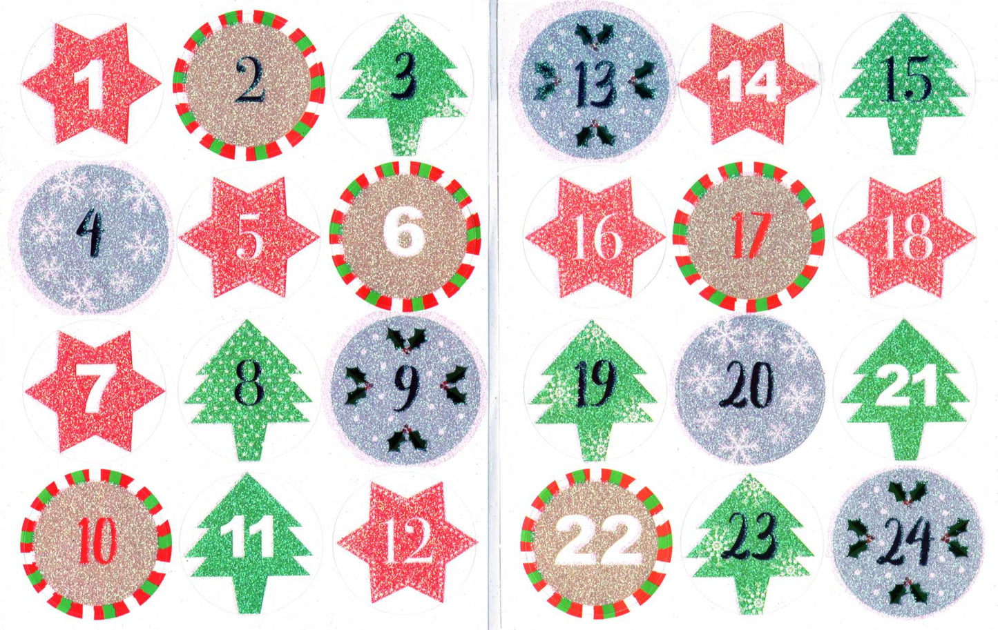 Advent Stickers 1-24 Festive DIY Numbers Christmas Advent Calendar Crafts