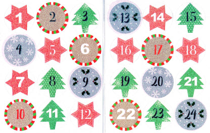 Advent Stickers 1-24 Festive DIY Numbers Christmas Advent Calendar Crafts