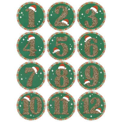 Advent Stickers 1-24 Gold Santa Numbers Christmas Advent Calendar Crafts