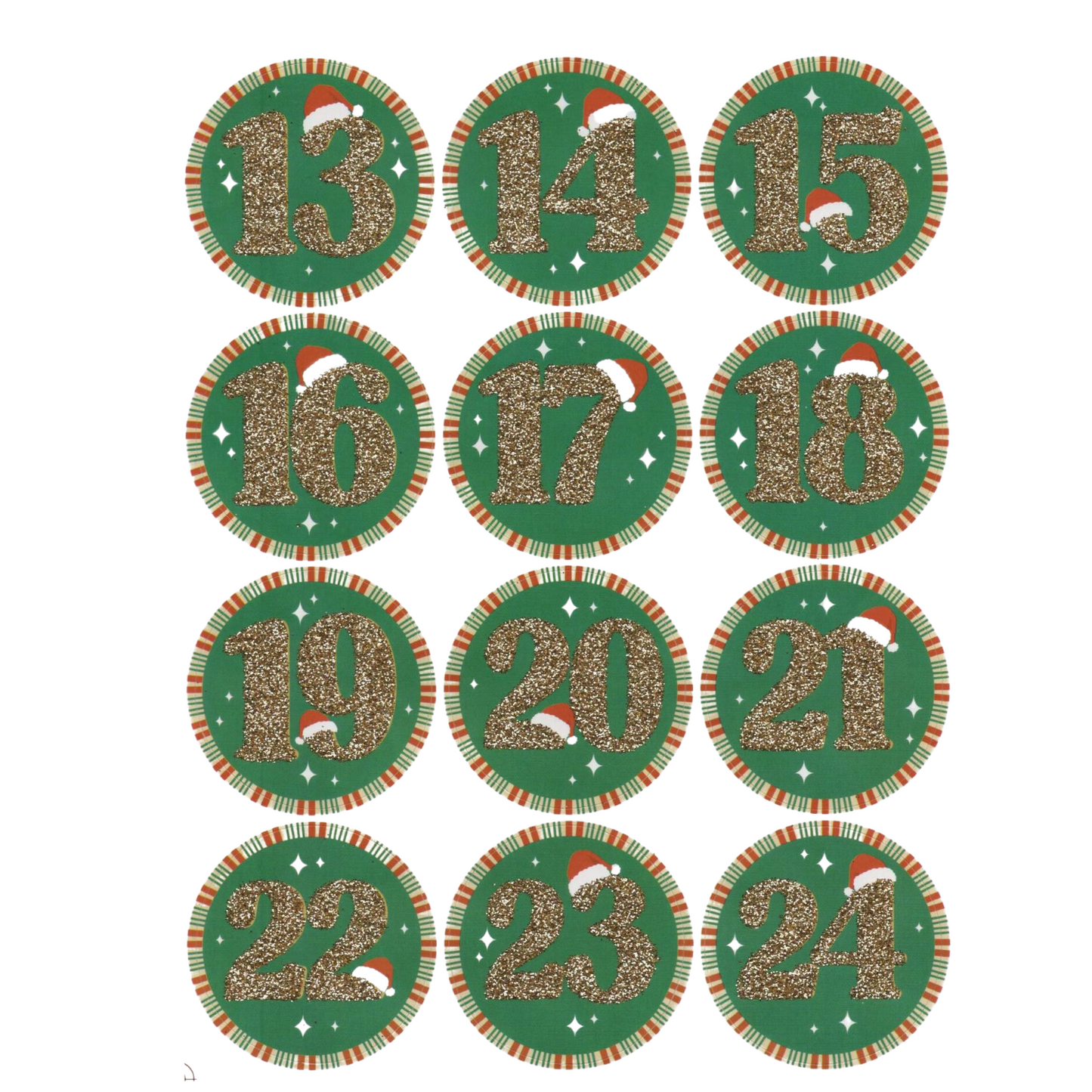 Advent Stickers 1-24 Gold Santa Numbers Christmas Advent Calendar Crafts