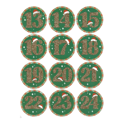 Advent Stickers 1-24 Gold Santa Numbers Christmas Advent Calendar Crafts
