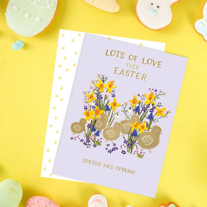 Spring Has Sprung Chick-A-Bloom Contemporary Easter Greeting Card