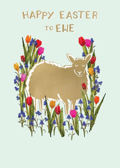 Happy Easter To Ewe Golden Flock Fun Contemporary Easter Greeting Card