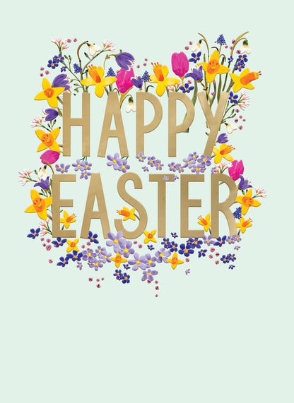 Happy Easter Flowerful Contemporary Easter Greeting Card