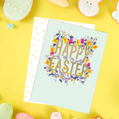 Happy Easter Flowerful Contemporary Easter Greeting Card