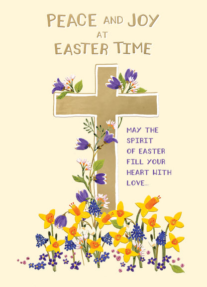 Peace And Joy At Easter Time Golden Blooms Contemporary Easter Greeting Card