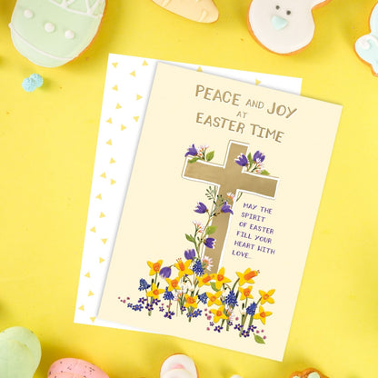 Peace And Joy At Easter Time Golden Blooms Contemporary Easter Greeting Card