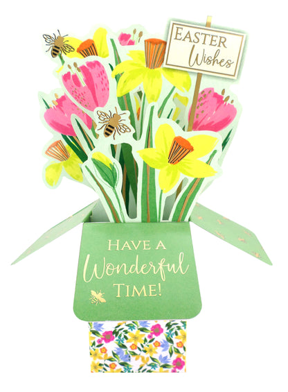 Clever Cube Easter Wishes Buzzing Blooms Pop Up Easter Greeting Card