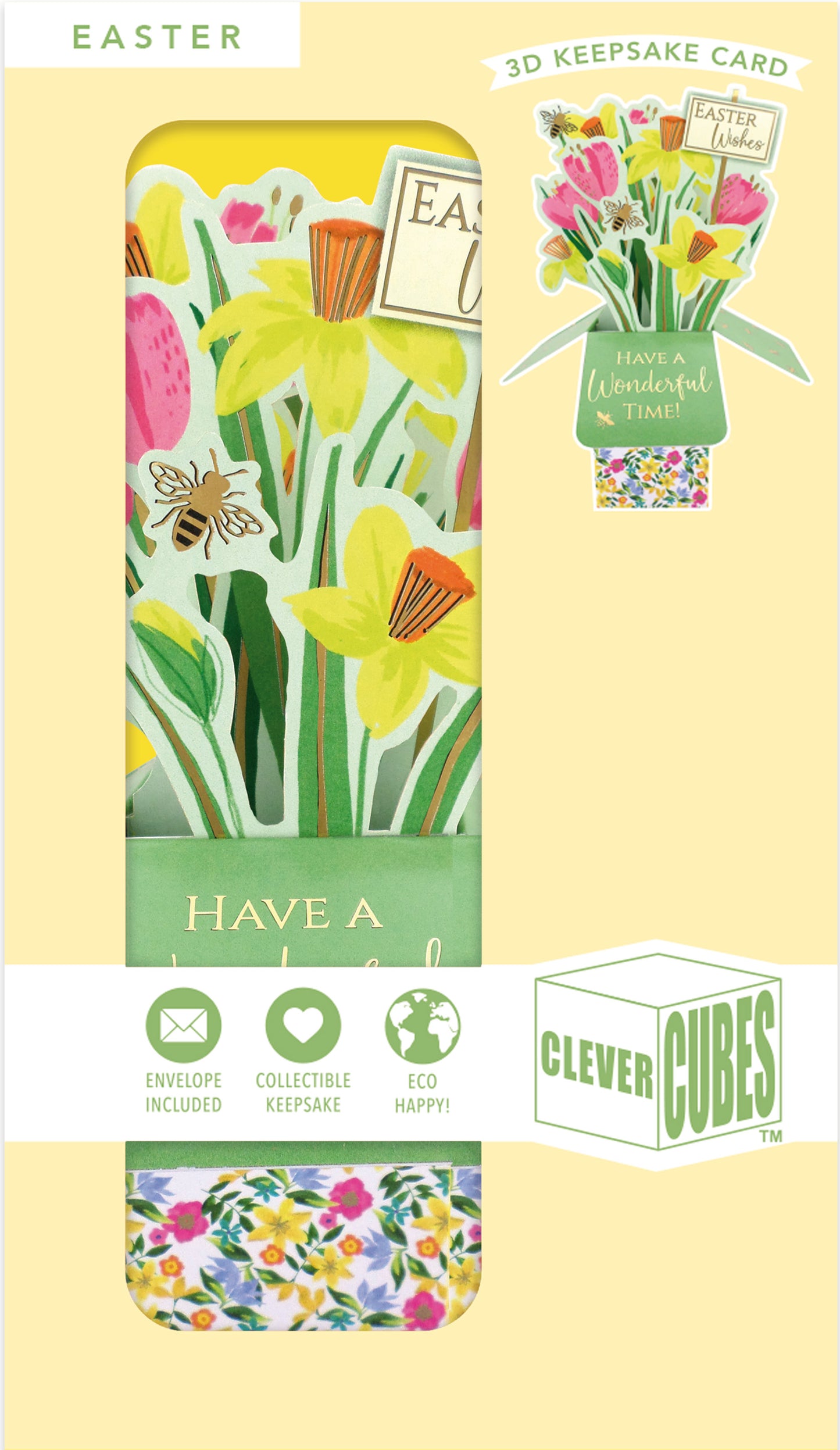 Clever Cube Easter Wishes Buzzing Blooms Pop Up Easter Greeting Card